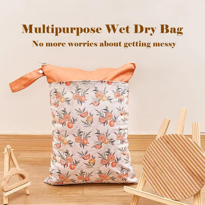 Waterproof Wet Dry Bags with Two Zippered Pockets and Handle - color: Orange