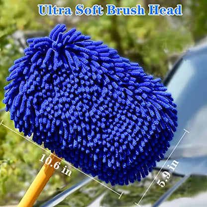 Mveqrrn Scratch-Free Car Wash Brush, Extendable Long Handle Mop (Blue) - color: Blue-002