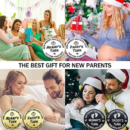 Funny Double Sided New Parents Decision Coin Pregnancy Gifts - color: Style A-Silver