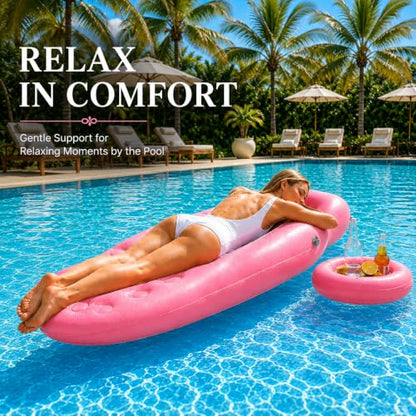 Inflatable Pregnancy Pillow Belly Hole Pool Float for Stomach Sleepers - color: Pink