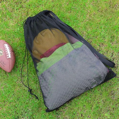 NATURAL STYLE Large Mesh Drawstring Backpack Bag, Gym Sports String Bag, Outdoor Workout Beach Swim Bag (Black) - color: Black