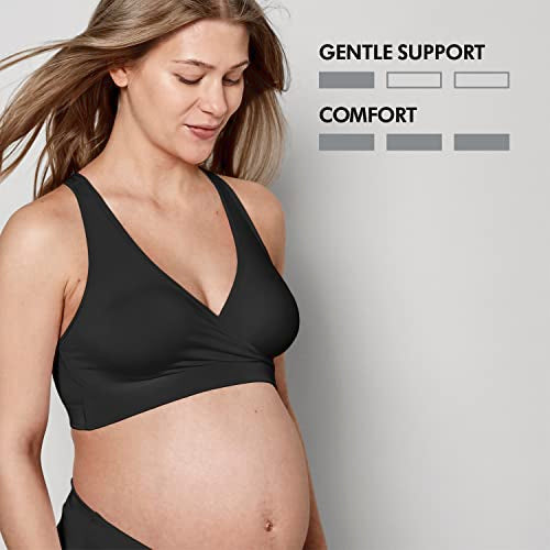 Medela Keep Cool Sleep Bra | Seamless Maternity & Nursing Bra with Full Back Breathing Zone and Soft Touch Fabric - color: Black, size: Large