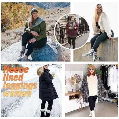 we fleece 3 Pack Plus Size Fleece Lined Leggings for Women - color: Black/Grey/Brown, size: X-Large