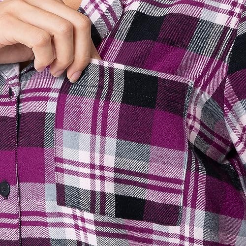 Fruit of the Loom Women's Flannel Sleep Shirt - color: Berry Plaid, size: 3X