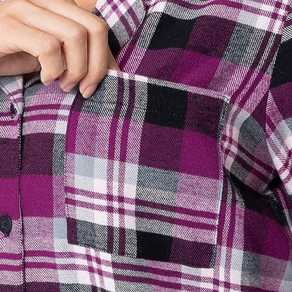 Fruit of the Loom Women's Flannel Sleep Shirt - color: Berry Plaid, size: 3X