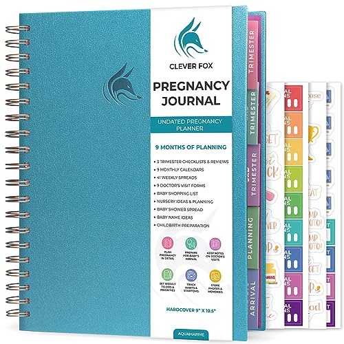 Clever Fox Pregnancy Journal, Expecting First Time Mom Planner Aquamarine - color: Aquamarine, size: 9" x 10.5" Regular Edition