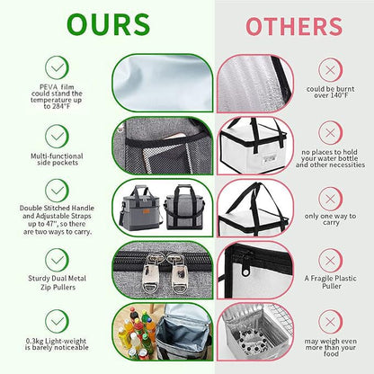 iknoe 24-Can Insulated Cooler Bag, Leak-Resistant Lunch Tote Grey - color: Gray, size: Large