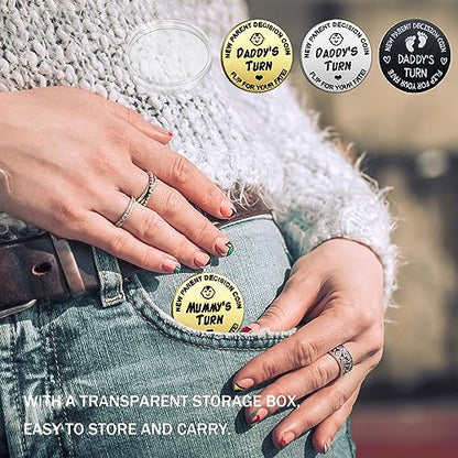 Funny Double Sided New Parents Decision Coin Pregnancy Gifts - color: Style A-Silver