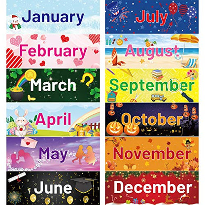 Fancy Land 12 Months of The Year Headers Bulletin Board Set Cutouts Posters