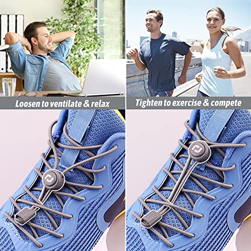 RJ-Sport 2 Pack Elastic No Tie Shoe Laces for Kids & Adults - color: 03 Black & Dark Grey
