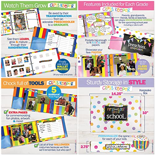 Class Keeper® Ultimate School Memory Book Bundle | Photo Signs, Stickers & Digital Memory App Included - color: Keepsake Bundle: Stripes Class Keeper + Primary Flags Signs + School Rocks Stickers