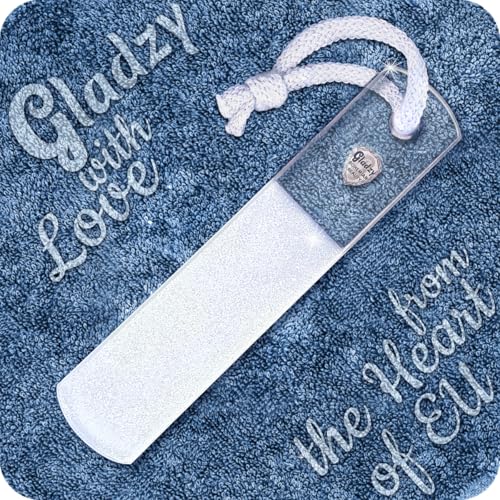 GLADZY Czech Glass Foot File Callus Remover – Double Sided Etched, Different Grit Coarse & Fine Surfaces for Hard Skin & Cracked Heels, Professional Pedicure Tool, Washable Reusable, Made in EU - color: Medium