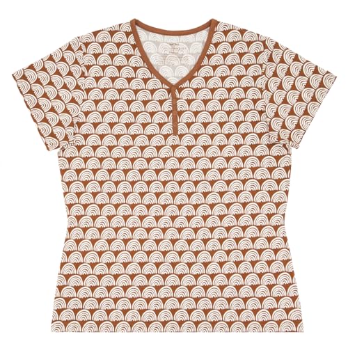 Little Sleepies Womens Pajamas, Short Sleeve, Soft Viscose from Bamboo PJs - color: Rainbows (Rust), size: Small