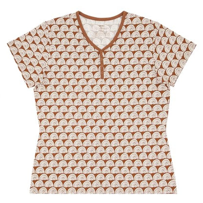 Little Sleepies Womens Pajamas, Short Sleeve, Soft Viscose from Bamboo PJs - color: Rainbows (Rust), size: Small