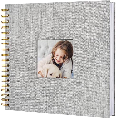 8 x 8 Inch Scrapbook Photo Album, Hardcover Kraft White Pages Arch Window Photo, Memory Book Linen Cover for Photos, Scrapbook Albums for Travel, Wedding Anniversary Christmas Baby 40 Pages, Grey - color: Grey, size: 8 Inch 40 Pages