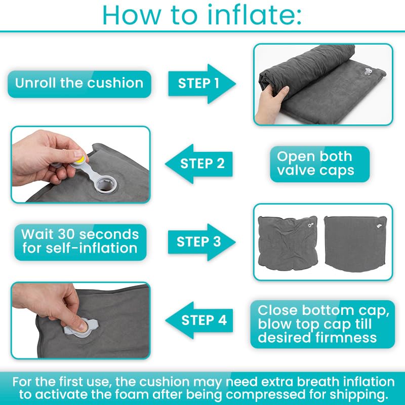Vive Inflatable Seat Cushion - Portable Pad for Stadiums, Bleachers