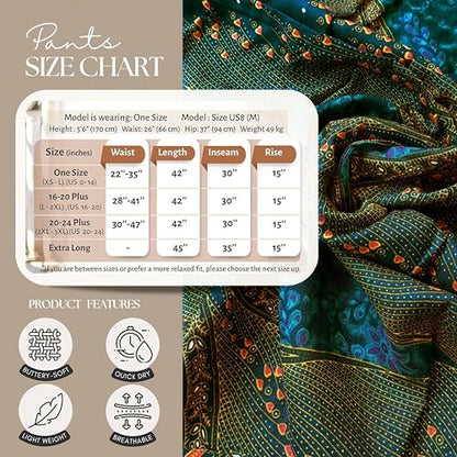 B BANGKOK PANTS Women's Boho Palazzo Pants - color: Green Peacockeye, size: One Size