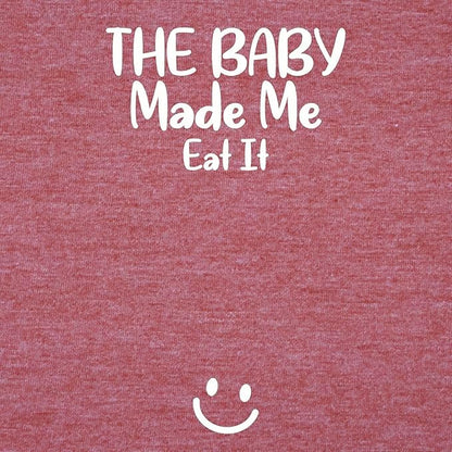 Decrum Maternity Short Sleeve Graphic Print T Shirts - color: Heather Pink- Baby Made Me Eat It Maternity Shirt, size: Small
