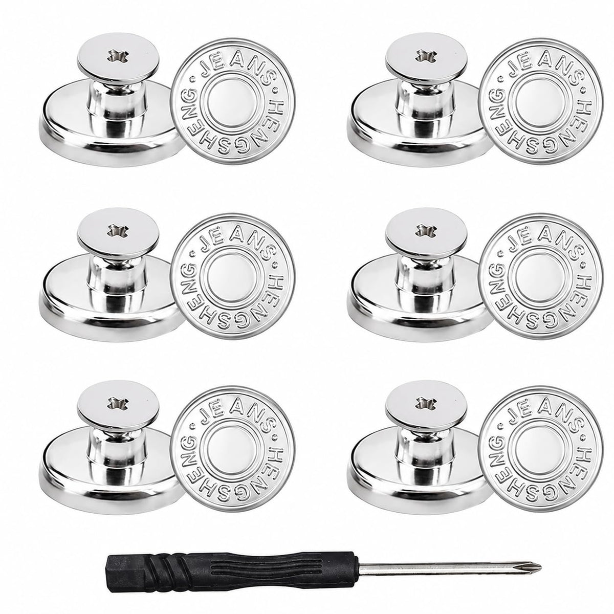 Button Extenders for Jeans and Pants - color: 12-pcs Silver Buttons