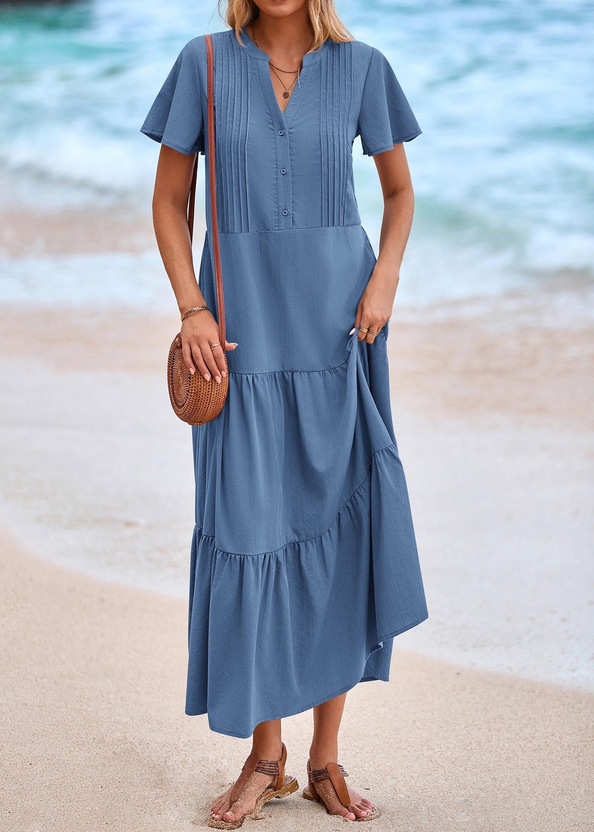 KIRUNDO Summer Maxi Dresses for Women 2026 - color: Blue, size: Large